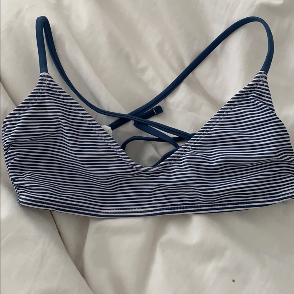 Striped blue bikini top